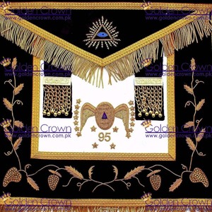 Masonic Scottish Rite 95th Degree <b>Apron</b> <b>Black</b> Velvet | Masonic Regalia <b>Apron</b> Supplier - Product Image 3