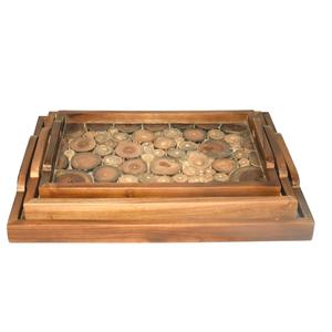 Style de forme rectangulaire utilisé dans les hôtels et les restaurants Finition artisanale des écrous muraux Plateau de service en bois Qualité standard - Product Image 1