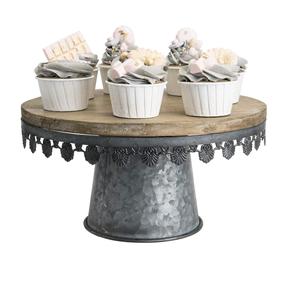 Buen diseño desierto servir madera superior hierro soporte de pastel de Metal exportador al por mayor nuevo diseño acabado a mano soporte de pastel de Metal - Product Image 1