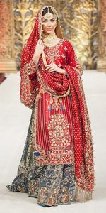 LEHENGA-MUSLIM--BRIDAL de cuentas de cristal para boda, cristal embellecedor DUPATTA, RESHAM,FULL OF DABKA, 2021 - Product Image 2