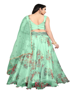 Look riche en organza feuille de soie impression travail lehenga choli avec dentelle travail dupatta vêtements de mariage prix de gros vêtement ethnique - Product Image 3