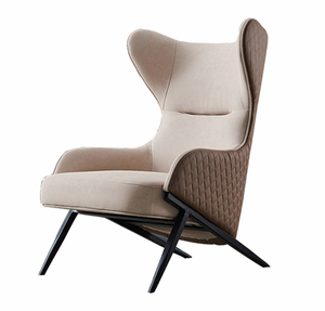 Silla de Ocio Escandinava de Estilo Nórdico Marrón, Diseño Curvo Tapizado, Patas de Base de Metal para Dormitorio, Muebles de Apartamento para Sala de Estar - Product Image 1