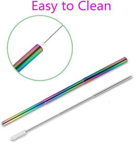 Pajita recta de metal arcoíris en acero inoxidable, perfecta para beber de forma ecológica, accesorio de bebida sostenible y elegante - Product Image 3