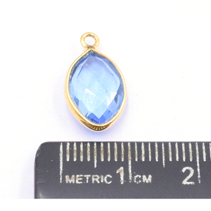 Topacio Azul Suizo, Cuarzo, Forma Marquesa, Engaste de Plata, 15 a 17 mm, con Argolla, Colgante Chapado en Oro - Product Image 3