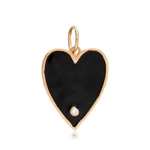 Dainty สีดำเคลือบหัวใจการออกแบบอินเทรนด์ที่เป็นที่นิยมเสน่ห์ในแบบฉบับตุรกี925เครื่องประดับเงินสเตอร์ลิง - Product Image 3