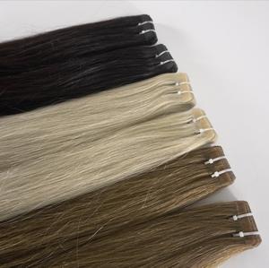 Extensiones de cabello humano Remy virgen 100%, cinta ombré, marrón/Rubio, cinta rusa Natural - Product Image 5