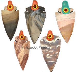 จี้หินกึ่งมีค่าประดับรูปหัวลูกศรอาเกตจี้หินทิเบต - Product Image 1