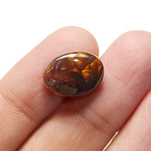Agate de feu mexicaine naturelle lisse Cabochon forme ovale 11x15MM pierre précieuse - Product Image 3