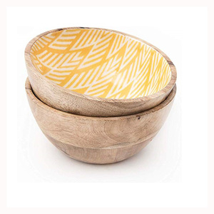 Bols en bois de mangue sculptés à la main ustensiles de cuisine nouilles bol de service en noyer servant de table utilisation de la restauration - Product Image 1