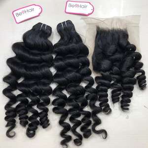 ชุดมัดและปิดร่างกายหยักเวียดนามที่มีคุณภาพสูงผม Remy บริสุทธิ์ในราคาขายส่งสำหรับผู้หญิงสีดำ - Product Image 1