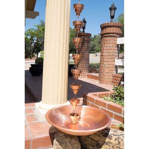 Chaîne en métal cuivre ornement de jardin fait à la main chaîne de pluie décorative avec bassin martelé décoratif pour la maison - Product Image 3