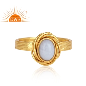 Nouveau Designer Plaqué Or 925 Argent Bague femme Bijoux Bleu Dentelle Agate Anneau de Pierres Précieuses Bijoux Grossiste - Product Image 2