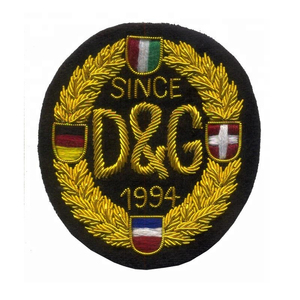 Wholesale Custom Bullion Wire Badge Hand made large design logo embroidery patches - Product Image 1