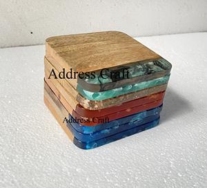 Ensemble de sous-verres à thé en résine de bois finition lisse pour la maison hôtel restaurant pour boire tasse à thé vaisselle classique tapis et tampons en résine - Product Image 6