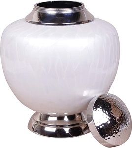 Urna de metal plateado de último diseño, urna funeraria para adultos de cremación esmaltada hecha a mano de metal para cenizas humanas - Product Image 2