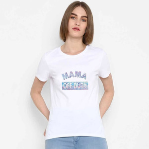 T-shirt femme col rond 100% coton, manches courtes, haute qualité, vente en gros OEM, personnalisable avec étiquette sur mesure - Product Image 1