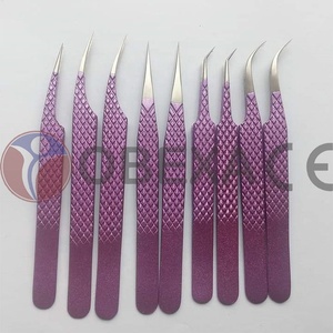 Pince à épiler d'extension de cils de volume russe à revêtement violet de qualité supérieure pour cils 3D-6D - Product Image 1