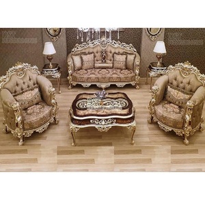 Ensemble de canapés de salon Royal Living Room Empire, style traditionnel, finition or perlé, nouveau canapé 5 places pour salon - Product Image 1