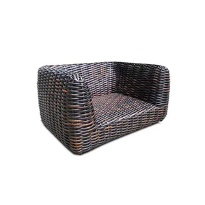 Rattan Lounge Chair - Synthetic Wicker Chair - Dario Lounge Chair Black Mushroom