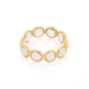 Best Selling Product Natural <b>Crystal</b> Gemstone Eternity Band <b>Ring</b> 18K Solid Yellow Gold Love Lasting Infinity <b>Rings</b> Fine Jewelry - Product Image 1