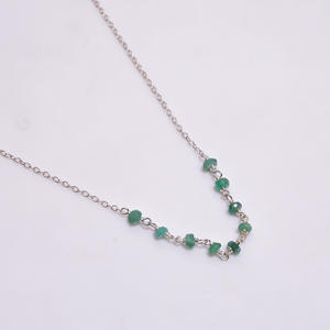 925 plata esterlina sólida de alta calidad Vintage estilo étnico cadena de eslabones Esmeralda Natural Rondelle cuentas Unisex regalo con cuentas - Product Image 2