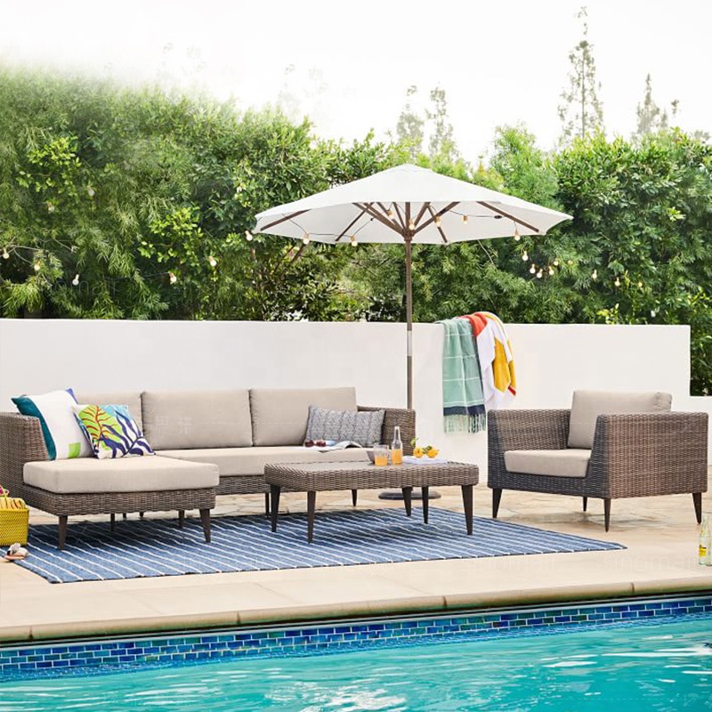Exclusive Outdoor garden Rattan patio modular sectional sets sofa set furniture