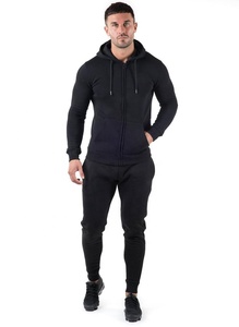 Haute qualité plaine fermeture éclair survêtement personnaliser blanc broderie Logo conception polaire à capuche et survêtement ensemble pour hommes vêtements de sport 2023 - Product Image 2