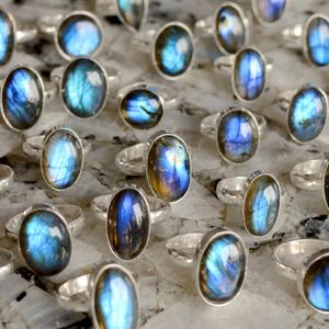 Bagues naturelles femmes ovale diamant bague garçon amour photos labradorite argent superposition naturel labradorite pierre de guérison en cristal - Product Image 2