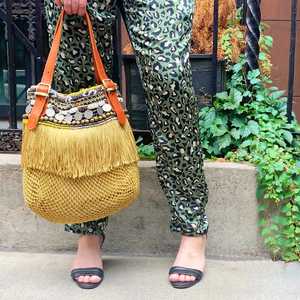 Handmade Ethnic Vintage Bohemian Crochet Mesh Shoulder Hobo Tote <b>Bag</b> with Zipper Closure Large Capacity Eco-Friendly Beach Ready - Product Image 2