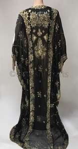 Robe musulmane longue à manches longues en géorgette noire, style kaftan abaya, avec travail de zari et de perles, dernière tendance ethnique pour femmes - Product Image 5