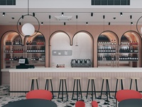 Conception d'intérieur de restaurant moderne, aménagement 3D du comptoir de bar, mobilier de salle à manger d'hôtel à vendre