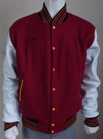 Nueva Chaqueta Varsity Marvelous Melton de Lana, Chaqueta Cortavientos Cálida con Mangas de Lana, Bordado Frontal Personalizado, Unisex