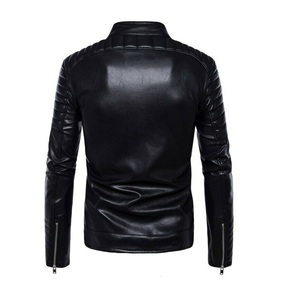 Negro cuero de oveja Real cremallera y cierre de cinturón Unisex Moto Biker chaqueta disponible en todos los colores hechas en Pakistán - Product Image 3