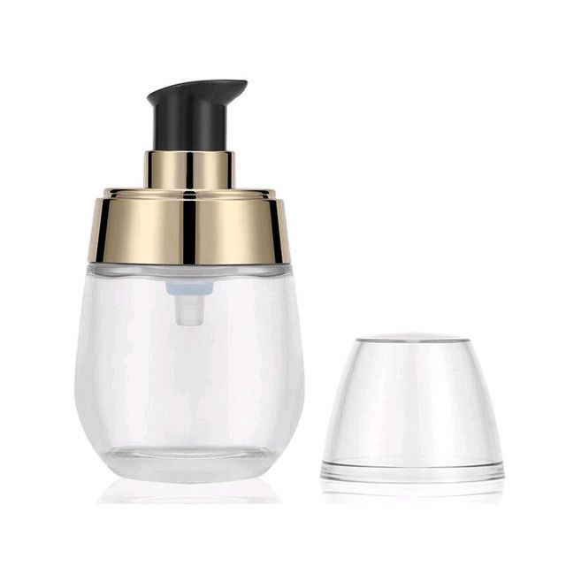 Hot Sale Reusable Foundation Liquid Essence Oil Press Pump Glass Bottle Transparent Glass Packaging Bottle