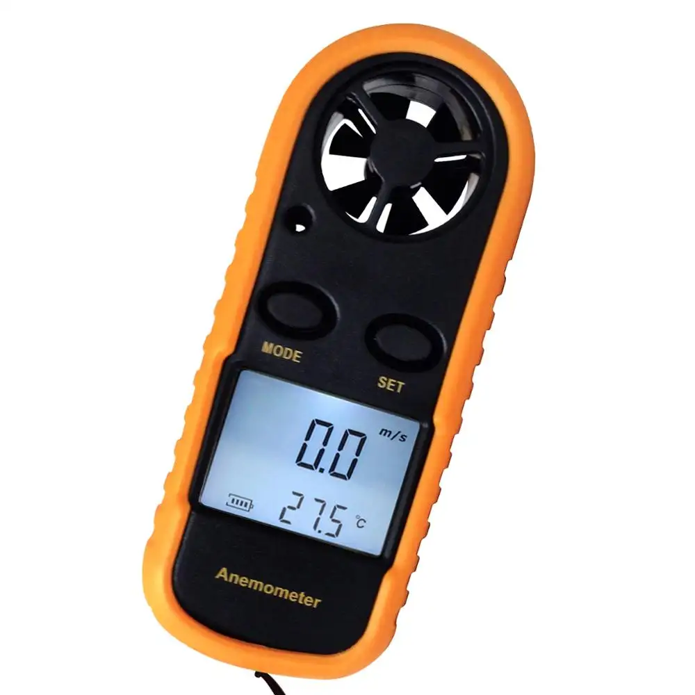 2-in-1-Digital-Handmessgerät Mini-Anemometer Geschwindigkeit temperatur messer/Stab diagramm Thermometer Luftwind durchfluss tester