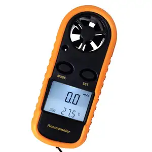 2-in-1 Digital Handheld Meter Mini Anemometer Speed Temperature Meter/ Bar Graph Thermometer Air Wind Flow Tester