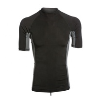 Maillot de bain une pièce à compression à séchage rapide UPF 50 + pour homme, motif uni, à manches courtes, respirant et écologique, soleil