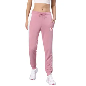 Vendita calda da donna rosa e bianco in tinta unita dritti classici da Joggers con strisce laterali con Logo personalizzato pantaloni della tuta relax