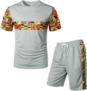 Haute qualité hommes été chemises et shorts ensemble 100% respirant Logo personnalisé T-shirt Shorts Hip Hop Style solide motif - Product Image 2