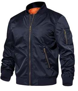 Chaqueta Bomber a prueba de viento para hombre, chaquetas acolchadas cálidas con cremallera completa para invierno - Product Image 1