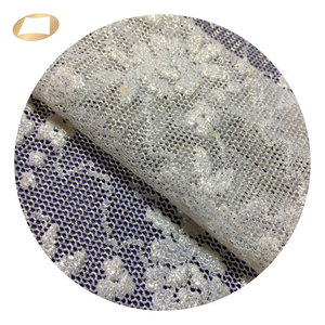 Tela de encaje jacquard de nailon para vestido, lámina brillante floral dorada, 100% - Product Image 6