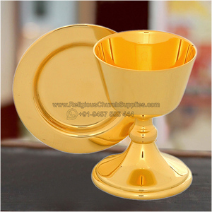 CH-1002 Elegant Brass Chalice and Paten <b>Set</b> an Exquisite <b>Candles</b> Display Holder - Product Image 2