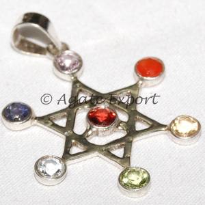 Pendentif Pentagramme en Agate Gravé en Argent, Style Feng Shui Amour, Pierre Précieuse de Guérison pour la Décoration Mondiale de la Maison - Product Image 1