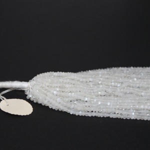 Cuentas de piedras preciosas Rondelle facetadas de piedra lunar blanca AAA Natural de 3mm y 4mm, compre ahora de Fabricante Mayorista Regular en línea - Product Image 3
