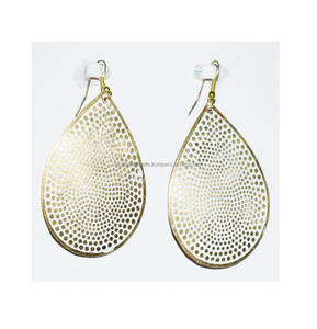 2025 Tailandia Ginkgo verde 4 pares 20mm redondo latón dorado martillado textura pendientes colgantes joyería verano ropa joyería - Product Image 2