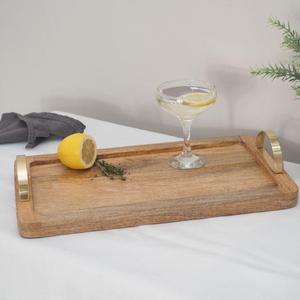 Plateau de service en bois d'acacia fait main, design minimaliste, pour servir les aliments à la maison, assiette en bois non traité - Product Image 4