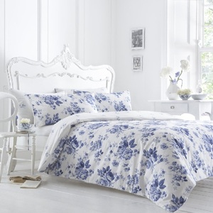 ทะเลสีฟ้าดอกไม้และสีขาวได้รับการออกแบบหรูหราพิมพ์ดูแกรนด์ผ้านวม100% ผ้าฝ้ายอินทรีย์ GOTS ได้รับการรับรองเตียง - Product Image 1