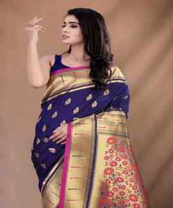 Banarasi Seda Jacquard Saree con Blusa Mujeres Desgaste Señoras Fiesta Festival Desgaste Diario Algodón Suave Seda Sari Venta al por mayor Precio Bajo ApparelGarment - Product Image 4