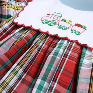 ชุดเดรสเด็กผู้หญิงลำลองลายรถไฟปักลายคอเหลี่ยมความยาวระดับเข่า ผ้าฝ้าย 100% รุ่น ODM BB1483 ผลิตด้วยมือ สำหรับฤดูใบไม้ผลิ - Product Image 6