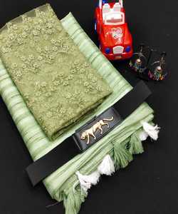 Nouveau sari en soie douce Banarasi de dernière génération avec pièce de blouse non cousue pour femme indienne par Ethnic Clothing Surat Alphanumero - Product Image 5